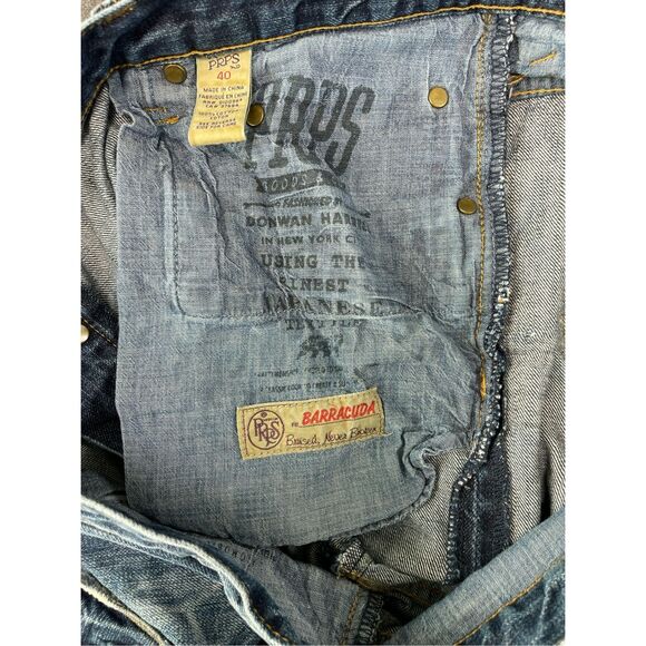 PRPS Denim Men 40 Blue Distressed Straight Leg Faded Selvedge Style - Picture 11 of 15